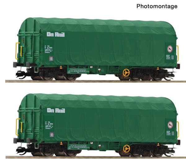 ROCO 6680056 - 2-tlg. Set: Schiebeplanenwagen, On Rail
